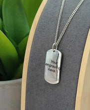 Load image into Gallery viewer, Engraving dog tag pendant in silver (unisex)