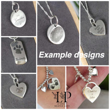 Load image into Gallery viewer, Engraving tag heart pendant in silver