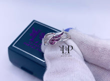 Load image into Gallery viewer, Angel wing ring with CZ in silver