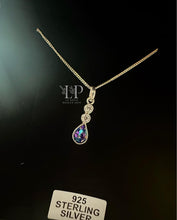 Load image into Gallery viewer, Delicate drop tear pendant in silver with CZ
