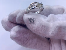 Load image into Gallery viewer, Angel wing ring with CZ in silver