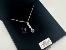 Load image into Gallery viewer, Delicate drop tear pendant in silver with CZ