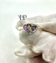 Load image into Gallery viewer, Connecting heart ring with CZ in silver