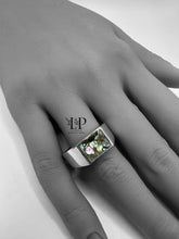 Load image into Gallery viewer, Mens square signet silver ring