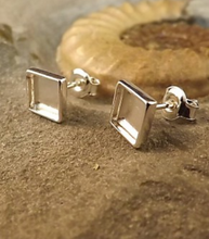 Load image into Gallery viewer, Square stud silver earrings