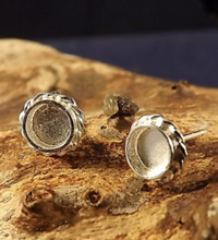 Load image into Gallery viewer, Rope round stud earrings silver