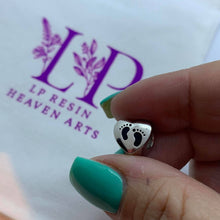 Load image into Gallery viewer, Baby feet heart charm