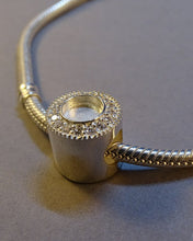Load image into Gallery viewer, Round charm in silver with CZ
