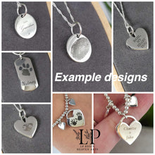 Load image into Gallery viewer, Engraving tag heart pendant in silver
