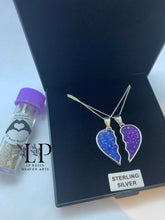 Load image into Gallery viewer, Two part split heart silver pendant

