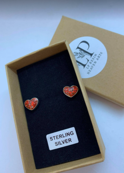Heart silver stud earrings
