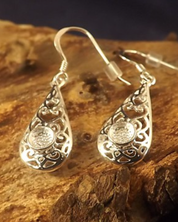 DISCOUNTED ITEM- Drop earrings silver 4mm stone