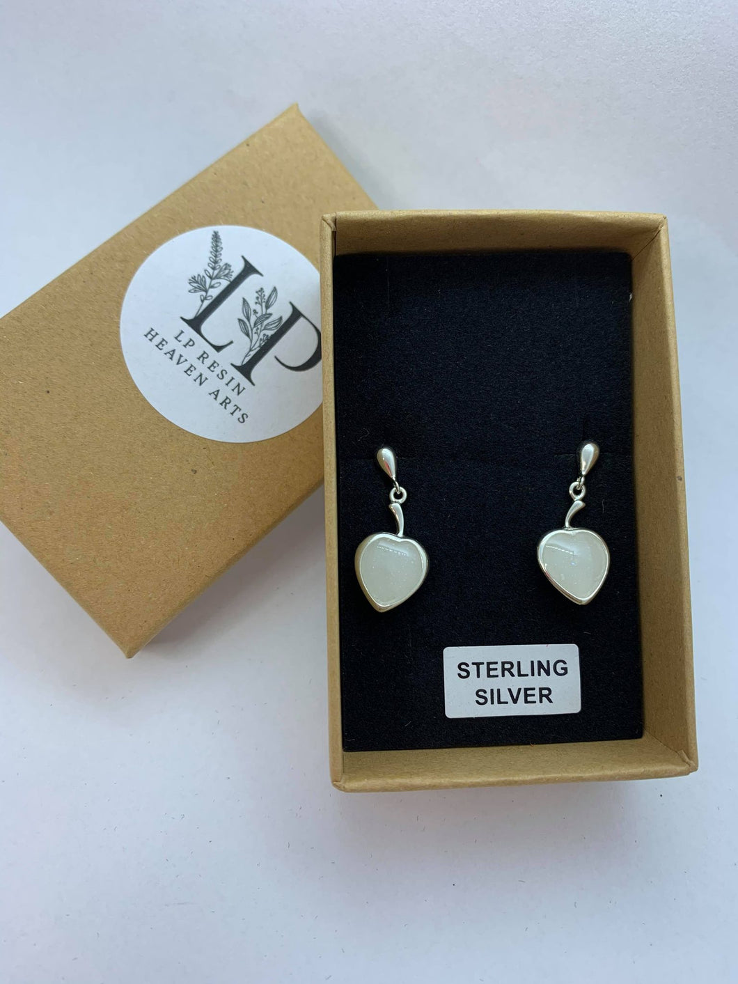 Heart drop earrings silver