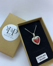 Load image into Gallery viewer, Diamanté heart pendant in silver
