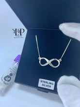 Load image into Gallery viewer, The infinity pendant with fixed adjustable chain silver
